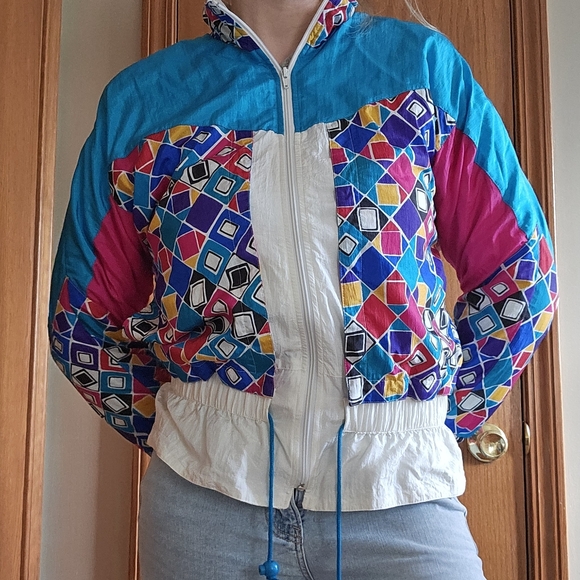 sunterra Jackets & Blazers - 80s/90s Brightly Colored Geometric Windbreaker Jacket